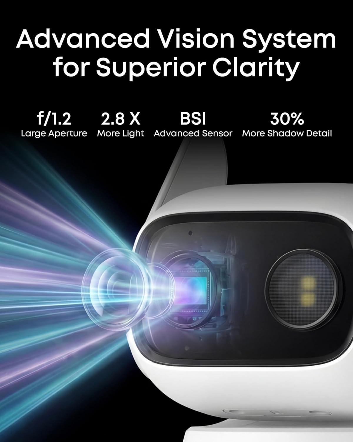image:imageeufy Security Wired Cam C31 2Pack IndoorOutdoor Camera IP66 360 Coverage wPanampTilt 247 Recording Auto Tracking No Subscription Color Night Vision AI HumanVehiclePetCry Detection2pack