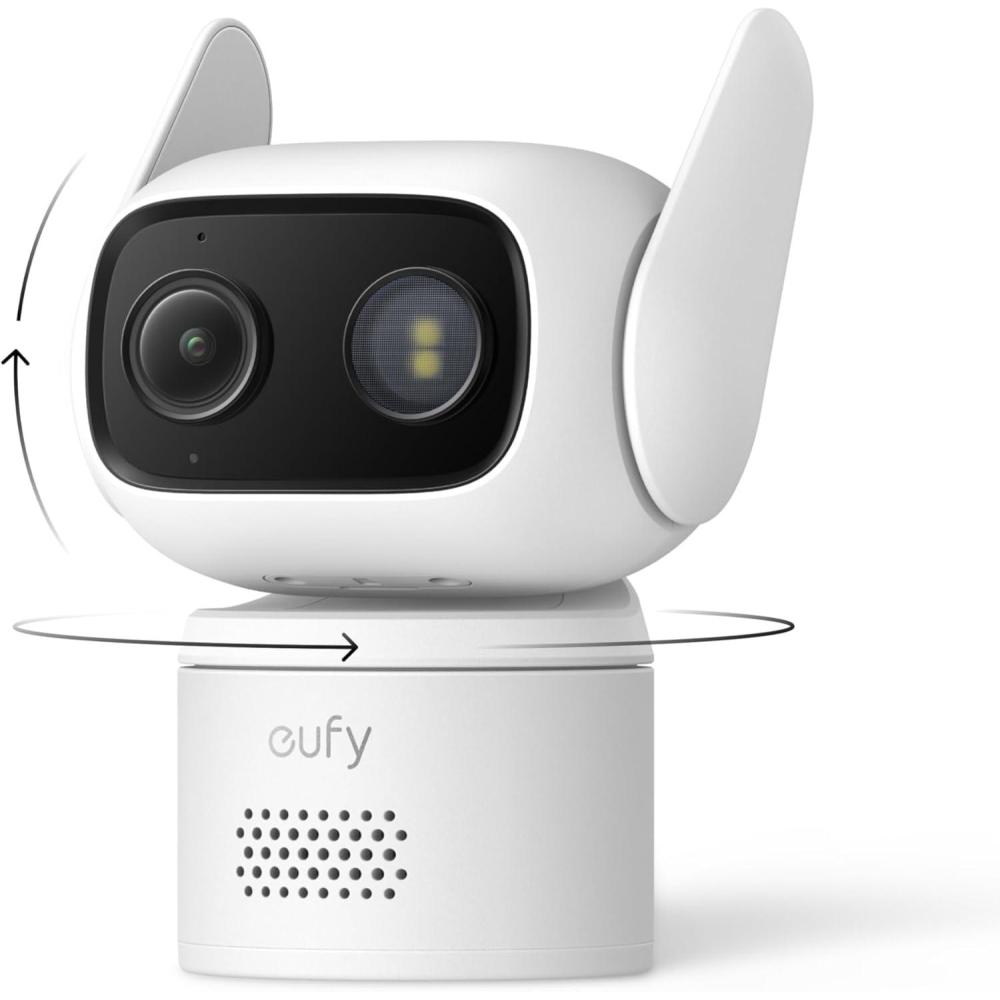 image:imageeufy Security Wired Cam C31 2Pack IndoorOutdoor Camera IP66 360 Coverage wPanampTilt 247 Recording Auto Tracking No Subscription Color Night Vision AI HumanVehiclePetCry Detectionsolo