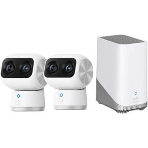 eufy Securtiy Indoor Cam Bundle：Indoor Cam S350 2-Cam Kit with HomeBase S380, Dual Cameras, 4K UHD Security Camera with 8× Zoom, 360° Camera, Baby Monitor, Pet Camera, Local Storage up to 16GB