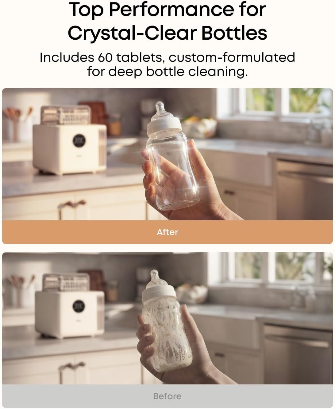 image:imageeufy Official Detergent Tablets for Baby Bottle Washer 60 Count 2 Packs Deep Cleaning Washing Block for Spotless Bottles Pump Parts and Feeding Essentials Removes Milk Residue BPAFree