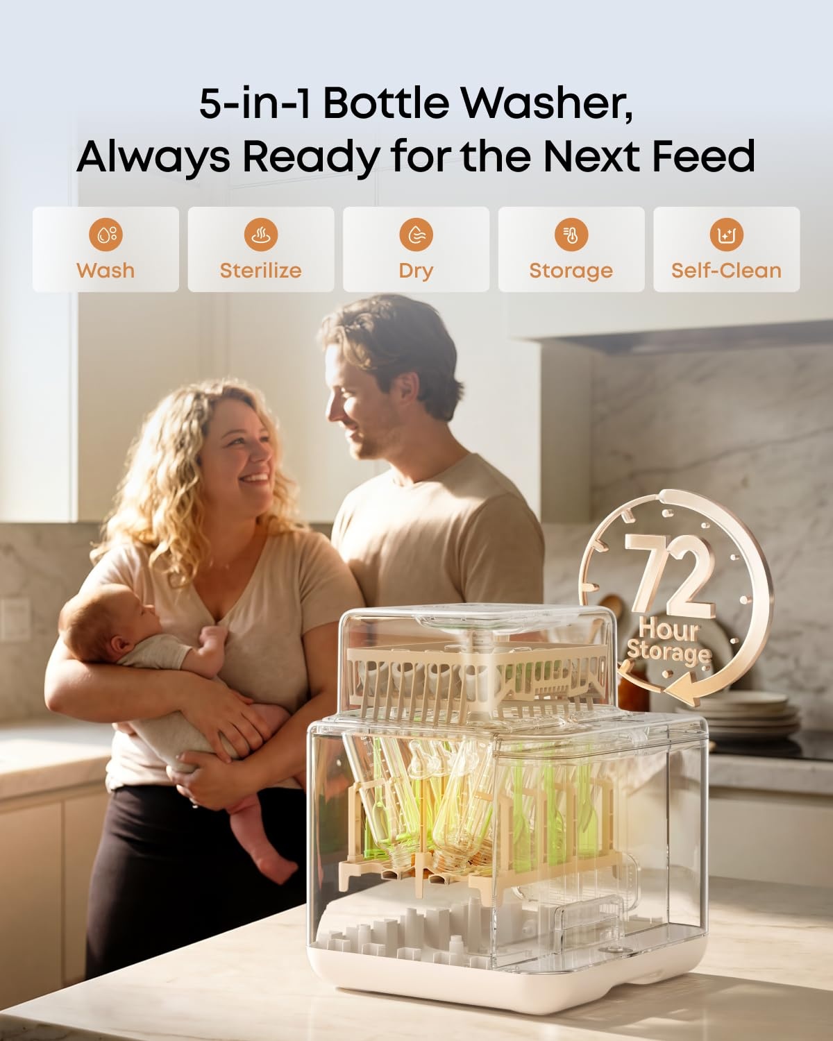image:imageeufy S1 AllinOne Baby Bottle Washer Sterilizer and Dryer 10Bottle Capacity 3D HydroBlast Cleaning 212F Steam Sterilizer Smart App Control HandsFreeS1 Standard