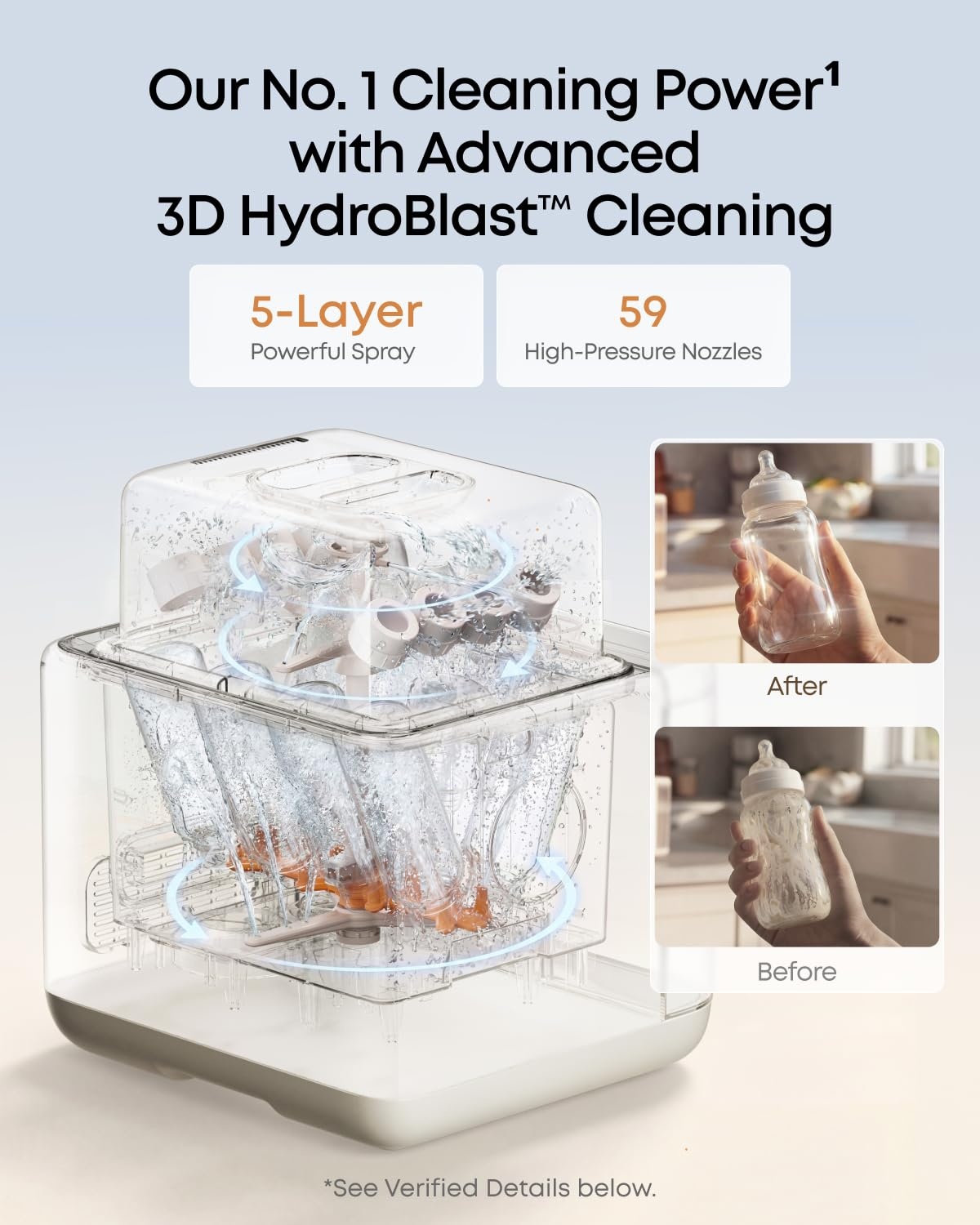 image:imageeufy S1 AllinOne Baby Bottle Washer Sterilizer and Dryer 10Bottle Capacity 3D HydroBlast Cleaning 212F Steam Sterilizer Smart App Control HandsFreeS1 Standard