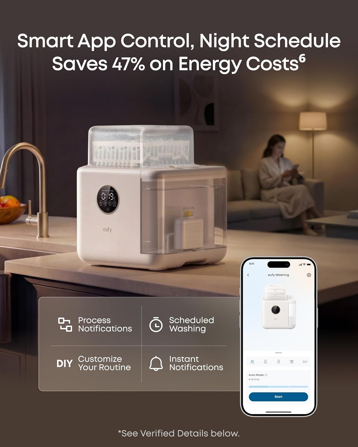 image:imageeufy S1 AllinOne Baby Bottle Washer Sterilizer and Dryer 10Bottle Capacity 3D HydroBlast Cleaning 212F Steam Sterilizer Smart App Control HandsFreeS1 Pro with Water Softener