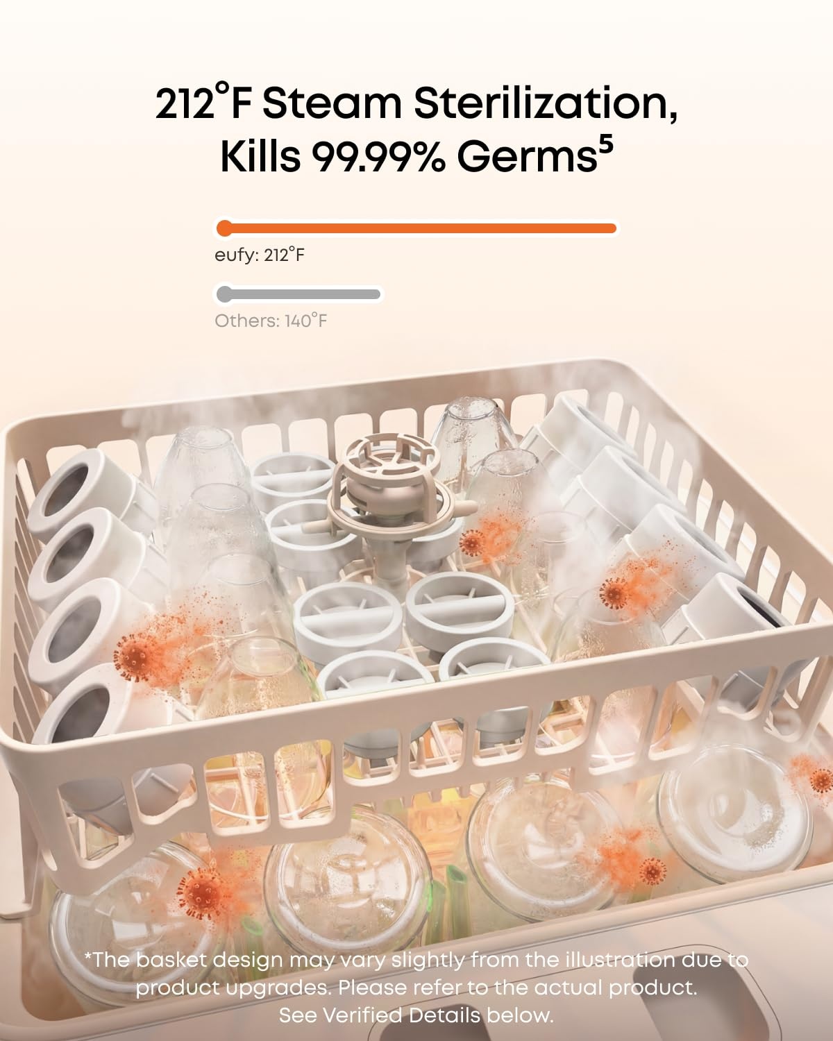image:imageeufy S1 AllinOne Baby Bottle Washer Sterilizer and Dryer 10Bottle Capacity 3D HydroBlast Cleaning 212F Steam Sterilizer Smart App Control HandsFreeS1 Pro with Water Softener