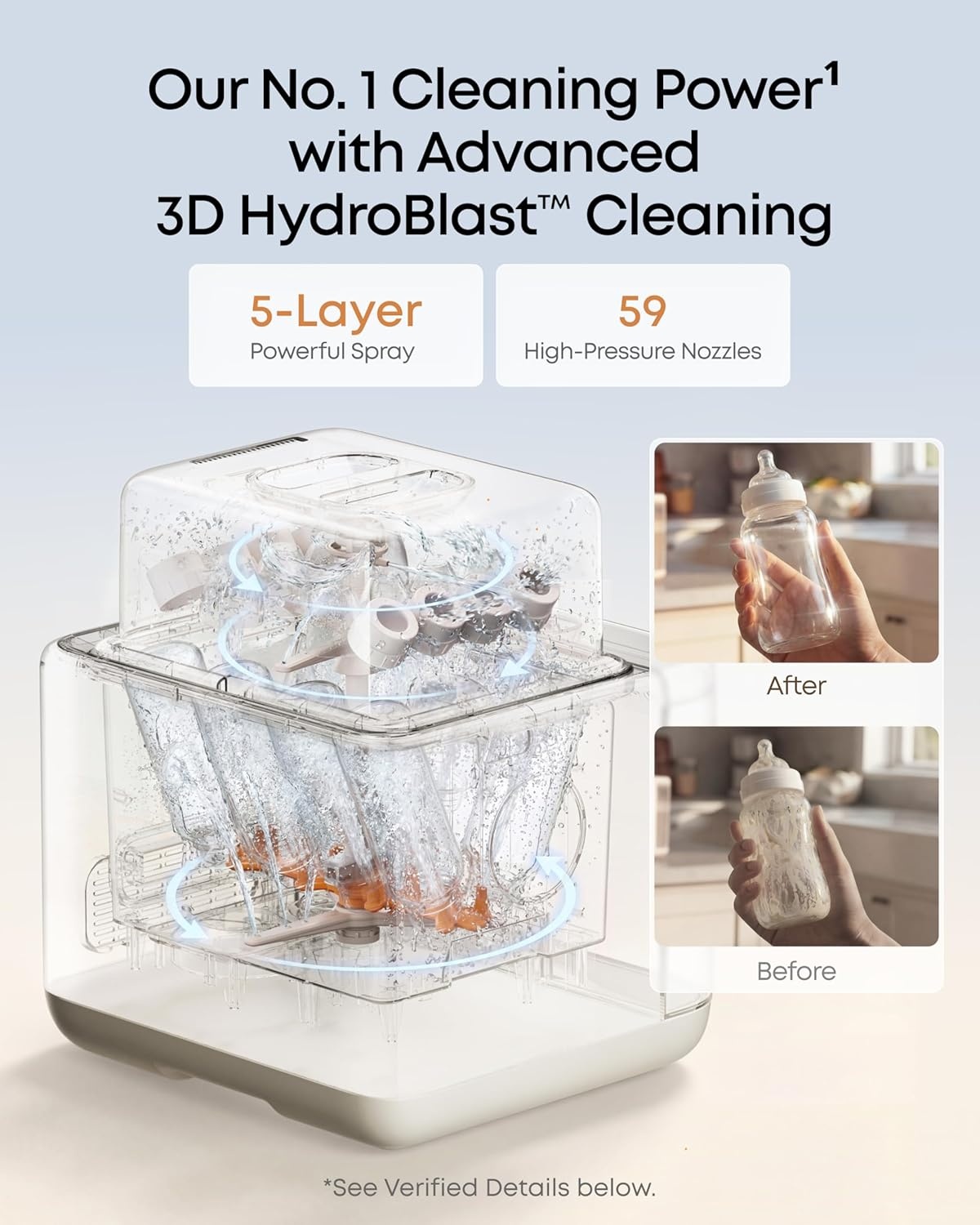 image:imageeufy S1 AllinOne Baby Bottle Washer Sterilizer and Dryer 10Bottle Capacity 3D HydroBlast Cleaning 212F Steam Sterilizer Smart App Control HandsFreeS1 Pro with Water Softener