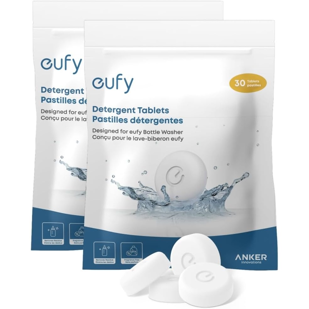 image:imageeufy Official Detergent Tablets for Baby Bottle Washer 60 Count 2 Packs Deep Cleaning Washing Block for Spotless Bottles Pump Parts and Feeding Essentials Removes Milk Residue BPAFree